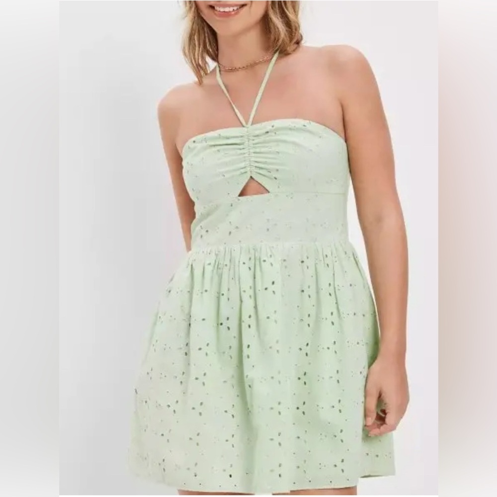 American Eagle Halter Mini Dress in light green: size small!